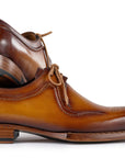 Paul Parkman Men's Hand-Welted Camel Brown Leather Derby Shoes (ID
