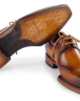 Paul Parkman Men's Hand-Welted Camel Brown Leather Derby Shoes (ID
