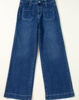 Jean taille haute à jambes larges et poches bleu marine