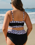 Black 2pcs Leopard Patchwork Plus Size High Waisted Swimsuit - Toi ‘n’ Moi Ltd