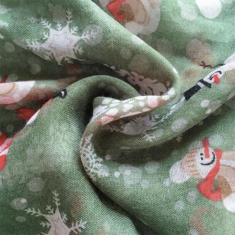 Womens Ladies Christmas Festive Scarf Santa Claus Snowman Print Winter Gifts UK - Toi ‘n’ Moi Ltd