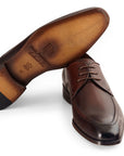 Paul Parkman Brown & Bordeaux Leather Apron Derby Shoes (ID