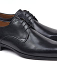Paul Parkman Men's Black Leather Derby Shoes (ID