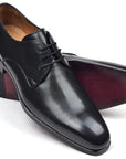 Paul Parkman Men's Black Leather Derby Shoes (ID