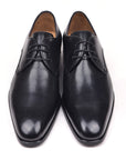Paul Parkman Men's Black Leather Derby Shoes (ID