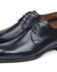 Paul Parkman Men's Black Leather Derby Shoes (ID