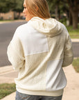Beige Textured Patchwork Exposed Seam Plus Size Hoodie - Toi ‘n’ Moi Ltd