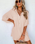 Black Plain Half Button Collared Pocket Loose Romper - Toi ‘n’ Moi Ltd