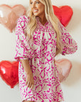 Mini-robe babydoll ample à imprimé léopard rose