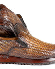 Paul Parkman Men's Brown Woven Leather Slip-On Sneakers (ID