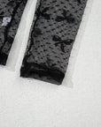Black Bow Pattern Accent Mesh Long Sleeve Top - Toi ‘n’ Moi Ltd