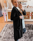 Black Solid Color Open Front Cardigan with Pocket - Toi ‘n’ Moi Ltd