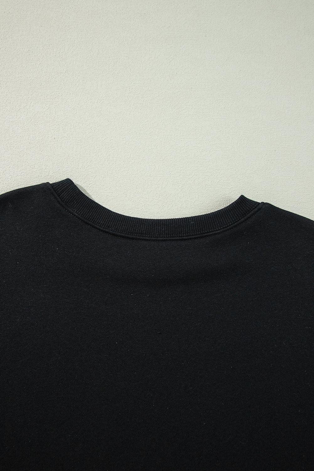 Black Solid Crew Neck Drop Shoulder Plus Size Sweatshirt - Toi ‘n’ Moi Ltd