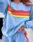 Beau Blue Striped Accent Pullover and Shorts Two Piece Casual Set - Toi ‘n’ Moi Ltd