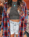 Red Plaid Print Loose Vintage Shirt