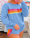 Beau Blue Striped Accent Pullover and Shorts Two Piece Casual Set - Toi ‘n’ Moi Ltd