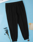 Black Plus Size Textured Exposed Seam Drawstring Jogger Pants - Toi ‘n’ Moi Ltd