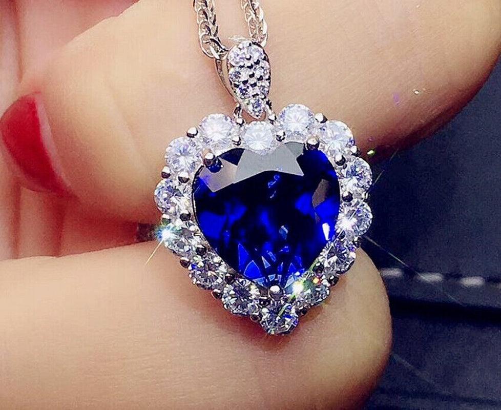 Heart Crystal Stone Pendant 925 Sterling Silver Chain Necklace Womens Jewellery - Toi ‘n’ Moi Ltd