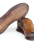 Paul Parkman Men's Brown Woven Leather Slip-On Sneakers (ID