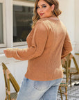 Brown Plus Size Ribbed Slim Fit Knit Top - Toi ‘n’ Moi Ltd