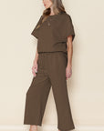 Black Textured Loose Fit T Shirt and Drawstring Pants Set - Toi ‘n’ Moi Ltd