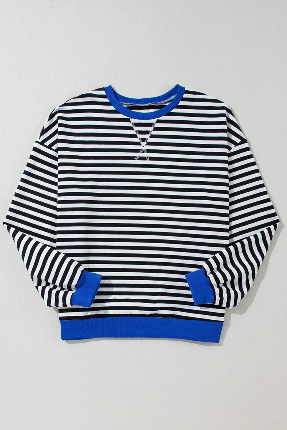 Black Stripe Oversized Contrast Trim Pullover Sweatshirt - Toi ‘n’ Moi Ltd