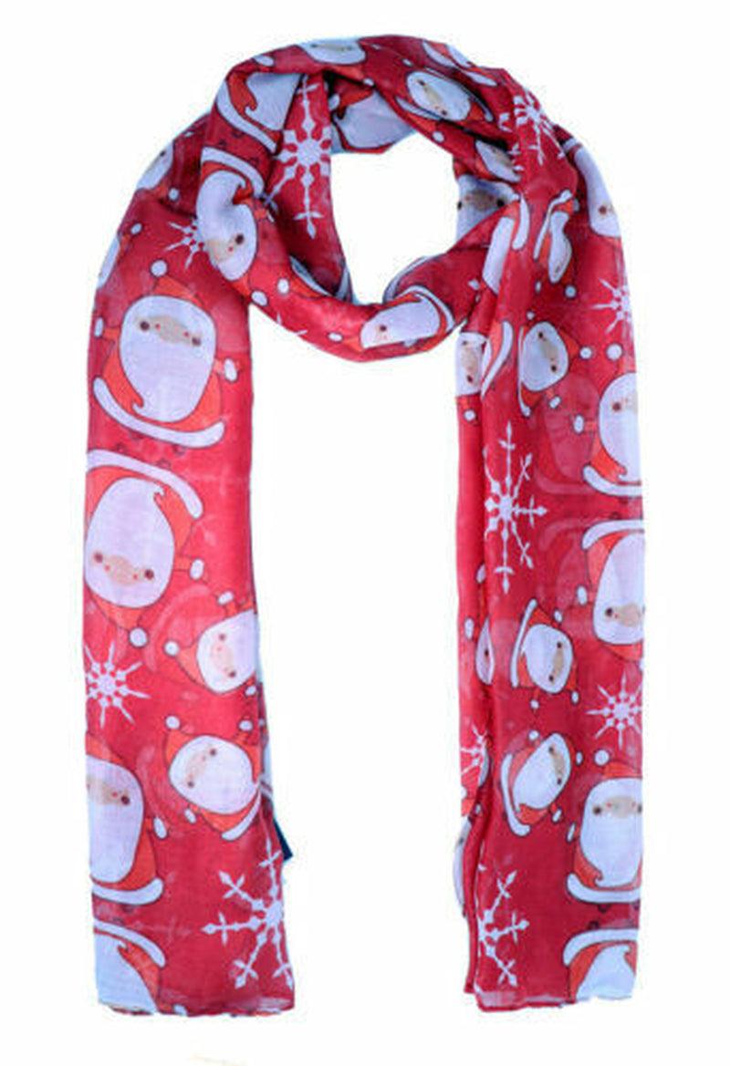 Womens Ladies Christmas Festive Scarf Santa Claus Snowman Print Winter Gifts UK - Toi ‘n’ Moi Ltd