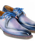 Paul Parkman Men's Hand-Welted Pink & Navy Leather Derby Shoes (ID