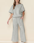 Black Textured Loose Fit T Shirt and Drawstring Pants Set - Toi ‘n’ Moi Ltd
