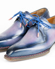 Paul Parkman Men's Hand-Welted Pink & Navy Leather Derby Shoes (ID