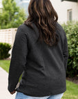 Black Plus Size Quilted Button Up Henley Sweatshirt - Toi ‘n’ Moi Ltd