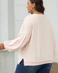 Sweat-shirt oversize à manches lanternes et nœud brodé en parchemin