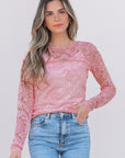 Blossom Floral Lace Sheer Long Sleeve Top - Toi ‘n’ Moi Ltd