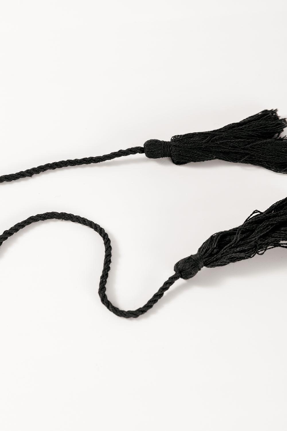 Black Plus Size Western Floral Print Fringed V Neck Dress - Toi ‘n’ Moi Ltd