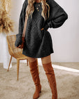 Black Cable Knit Drop Shoulder Loose Fit Sweater Dress - Toi ‘n’ Moi Ltd