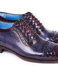 Paul Parkman Woven Leather Captoe Oxfords Navy & Purple (ID