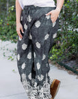 Black Plus Size Geometric Ethnic Print Drawstring Wide Leg Pants - Toi ‘n’ Moi Ltd