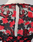 Women'S Dress Cocktail Party Size 10 Prom Elegant 3D Poppy Midi Black & Red - Toi ‘n’ Moi Ltd