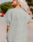 Ensemble t-shirt ample texturé gris et pantalon à cordon de serrage