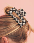 Black Checkered Print Hollow Out Hair Clip - Toi ‘n’ Moi Ltd