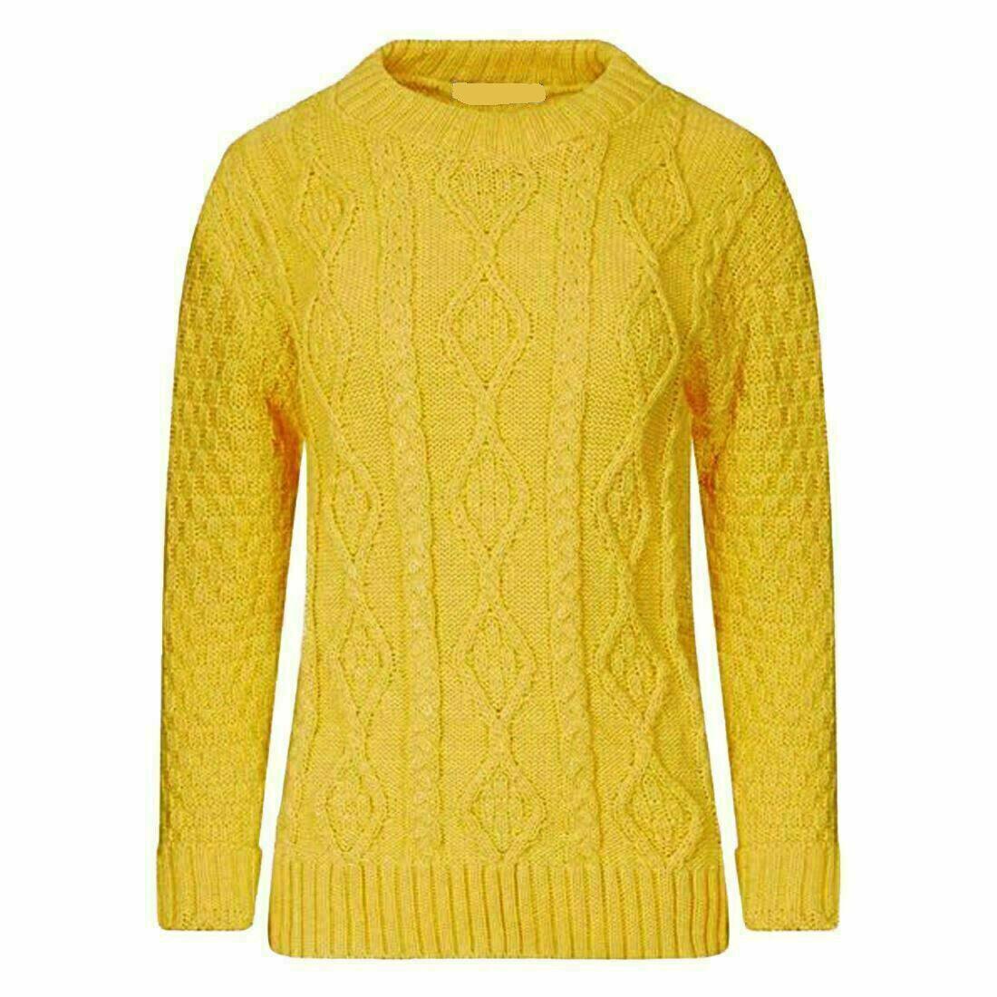 Women Long Sleeve Chunky Cable Knitted Crew Neck Winter Sweater Jumper Top - Toi ‘n’ Moi Ltd