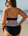 Black 2pcs Leopard Patchwork Plus Size High Waisted Swimsuit - Toi ‘n’ Moi Ltd