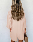 Black Plain Half Button Collared Pocket Loose Romper - Toi ‘n’ Moi Ltd