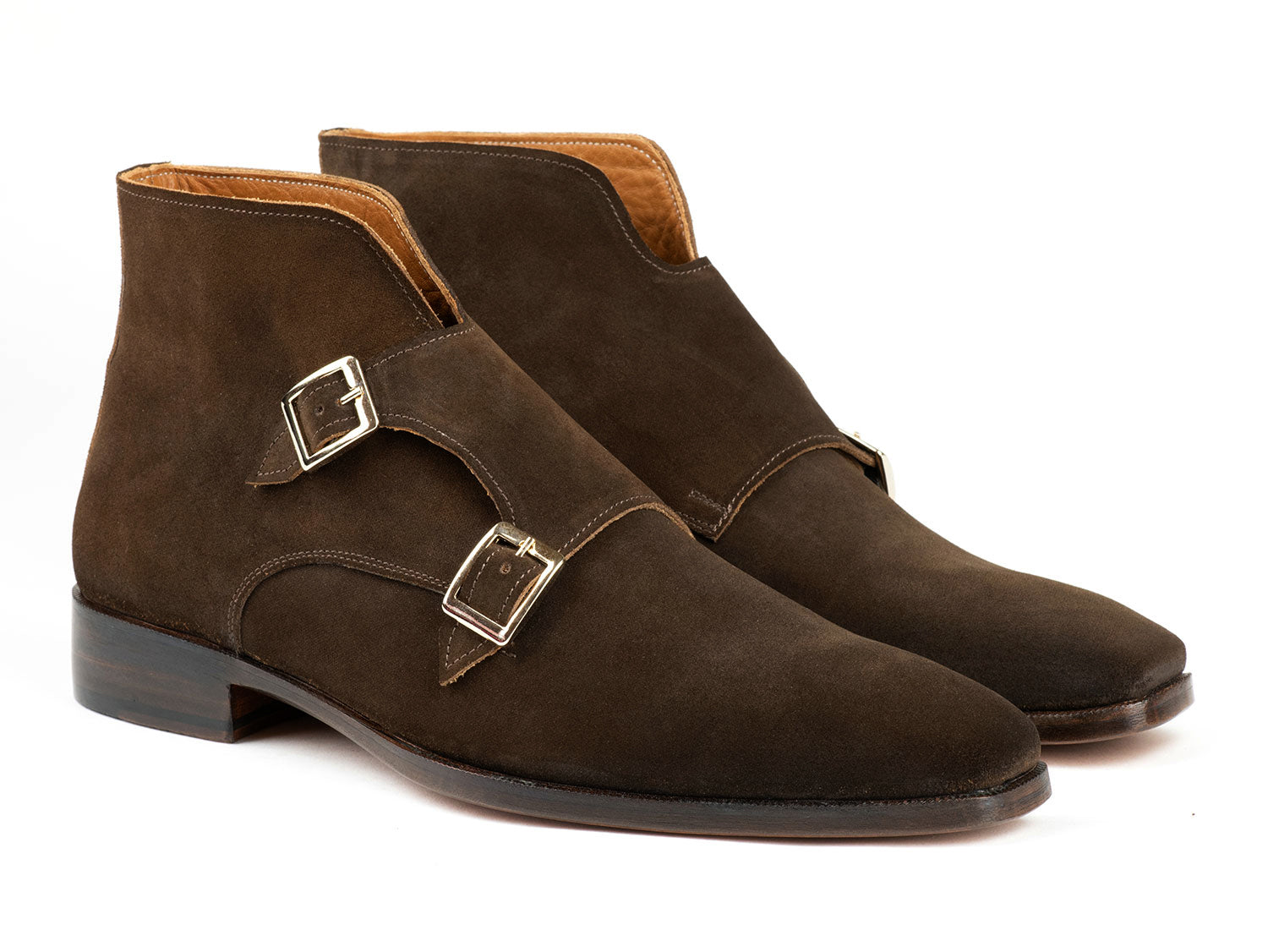 Paul Parkman Double Monkstrap Ankle Boots Brown Suede (ID