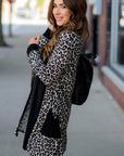 Black Leopard Patched Pocket Open Front Cardigan - Toi ‘n’ Moi Ltd