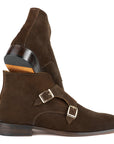Paul Parkman Double Monkstrap Ankle Boots Brown Suede (ID