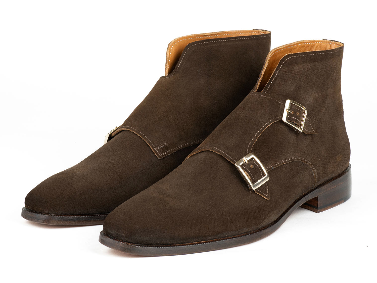 Paul Parkman Double Monkstrap Ankle Boots Brown Suede (ID