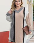 Apricot Mixed Boucl Color Block Plus Size Sweater Dress - Toi ‘n’ Moi Ltd