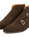 Paul Parkman Double Monkstrap Ankle Boots Brown Suede (ID