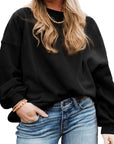 Black Loose Patchwork Crewneck Plus Size Sweatshirt - Toi ‘n’ Moi Ltd